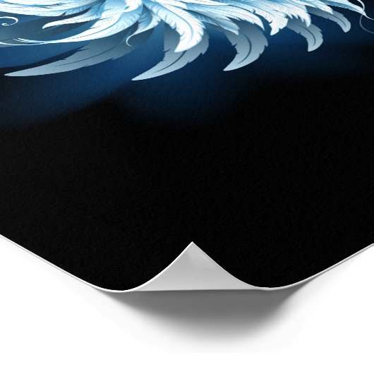 Poster Blue Glowing Angel Wings on black background (Coin)