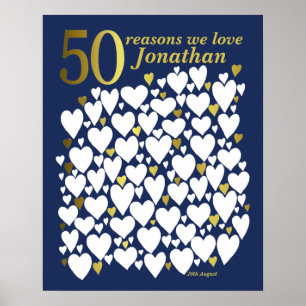 Poster Blue Gold 50e anniversaire 50 raisons Nous vous ai