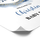 Poster Blue Gold Baby shower Oh boy Welcome Board (Coin)