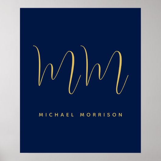 Poster Blue Gold Colours Professionnel Lettres initiales  (Devant)