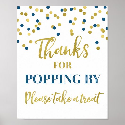 Poster Blue Gold Confetti Merci pour Popup By Sign (Devant)