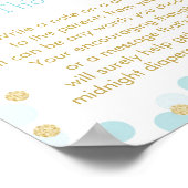 Poster Blue Gold Dots Baby Shower Diaper Thoughts Sign (Coin)