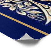 Poster Blue Gold Peacock Art Nouveau Mariage Bienvenue (Coin)