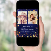 Poster Blue gold photo stars 2 personnes anniversaire bie