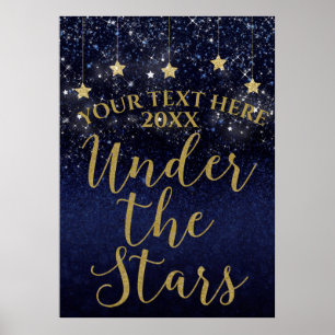 Poster Blue & Gold Under the Stars Soirée de Nuit Étoilée