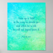 Poster Blue Green Proverbs 22:6 Train Up A Child  (Devant)