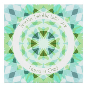 Poster Blue Green Twinkle Little Star Baby Child Nursery