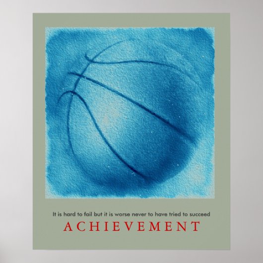 Poster Blue Grey Basketball Motivationnel unique (Devant)