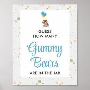 Poster Blue Gummy Bear Guesser Game Boy Baby shower