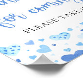 Poster Blue Hearts Valentine Merci pour le signe à venir (Coin)