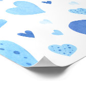 Poster Blue Hearts Valentine Sweetheart Baby shower (Coin)
