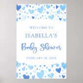 Poster Blue Hearts Valentine Sweetheart Baby shower (Devant)