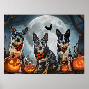 Poster Blue Heeler Halloween Épouvantable