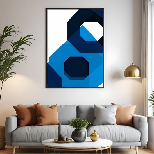 Poster Blue Hexagon Art