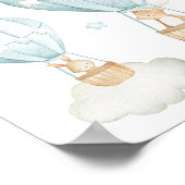 Poster Blue Hot Air Balloon, Bear, Bunny, Boy Nursery (Coin)
