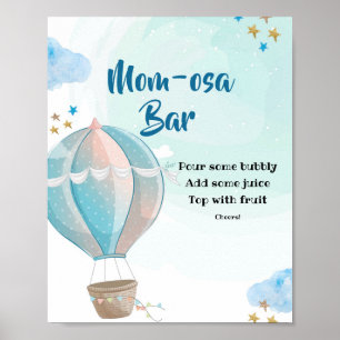 Poster Blue Hot Air Balloon Momosa Bar Baby shower