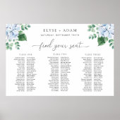 Poster Blue Hydrangea 3 Banquet Table Plan Planche (Devant)