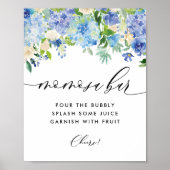 Poster Blue Hydrangea Baby shower Mimosa Mom-osa Bar (Devant)