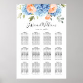 Poster Blue Hydrangea Blush Rose 12 tables CADRE (Devant)