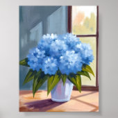 Poster Blue Hydrangea Bouquet Floral Peinture (Devant)