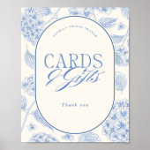 Poster Blue Hydrangea Bridal Shower Cards Gifts (Devant)