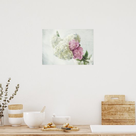 Poster Blue Hydrangea et Pony rose Imprimer (Cuisine)