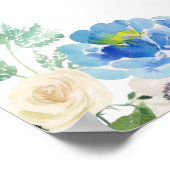 Poster Blue Hydrangea et White Anemone Mariage Welcome (Coin)