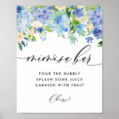 Poster Blue Hydrangea Fête des mariées Mimosa Bar (Devant)