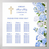 Poster Blue Hydrangea First Communion Seating Chart (Devant)