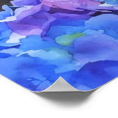 Poster Blue Hydrangea Fleurs Floral Aquarelle Style Art (Coin)