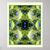 Poster Blue Hydrangea Fleurs Miroir Abstrait (Devant)