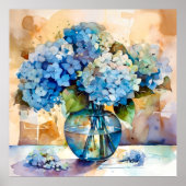 Poster Blue Hydrangea Floral Art (Devant)