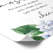 Poster Blue Hydrangea Floral Baby Shower Mom-osa Bar Sign (Coin)