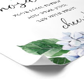 Poster Blue Hydrangea Floral Mimosa Bar Sign (Coin)