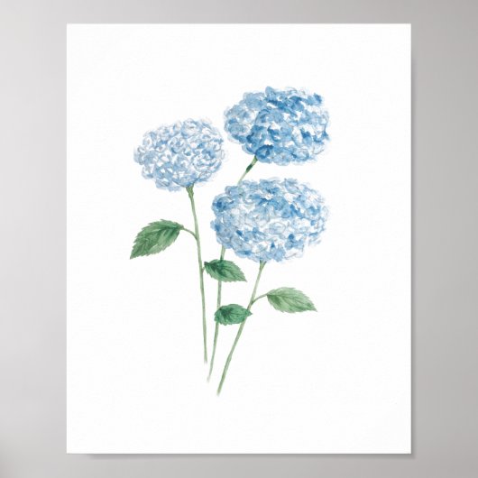Poster Blue Hydrangea Flower Painting Beach (Devant)