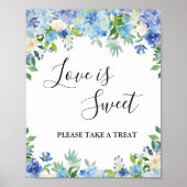 Poster Blue Hydrangea Greenery Mariage Dessert Bar (Devant)