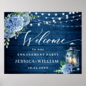 Poster Blue Hydrangea Lanterne Boho Boho ENGAGEMENT PARTI (Devant)