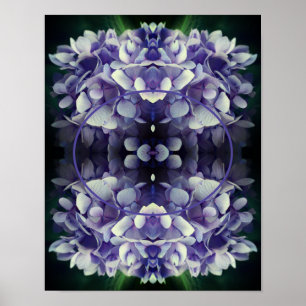 Poster Blue Hydrangea Petals Frame Ajouter Votre Photo