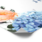 Poster Blue Hydrangea Rose Blush Roses RÉPÉTITION DÎNER (Coin)