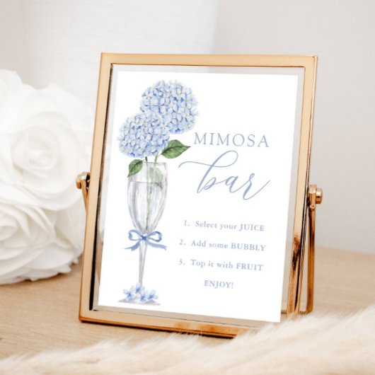 Poster Blue Hydrangea, Silver Mimosa Bar Douche