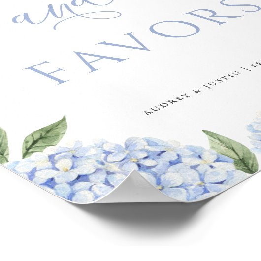 Poster Blue Hydrangea Traitements et Favoris Mariage (Coin)
