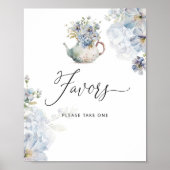 Poster Blue Hydrangeas baby shower Faveurs (Devant)