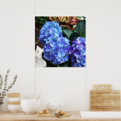 Poster Blue Hydrangeas Tropical Garden Seashell (Cuisine)