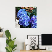 Poster Blue Hydrangeas Tropical Garden Seashell (Bureau à domicile)