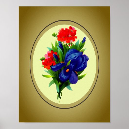 Poster Blue Iris Bouquet Floral Art (Devant)
