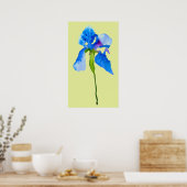 Poster Blue Iris moderne aquarelle florale art (Cuisine)