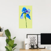 Poster Blue Iris moderne aquarelle florale art (Bureau à domicile)
