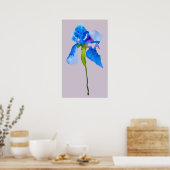 Poster Blue Iris moderne aquarelle florale art (Cuisine)