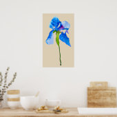 Poster Blue Iris moderne aquarelle florale art (Cuisine)