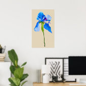 Poster Blue Iris moderne aquarelle florale art (Bureau à domicile)